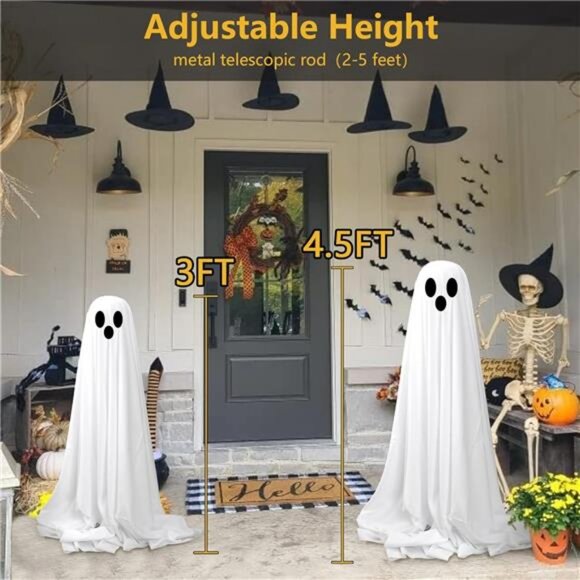 Halloween Decorations Outdoor Indoor-2 Packs Light Up Ghost-Lighted Spooky Ghost - Picture 4 of 7
